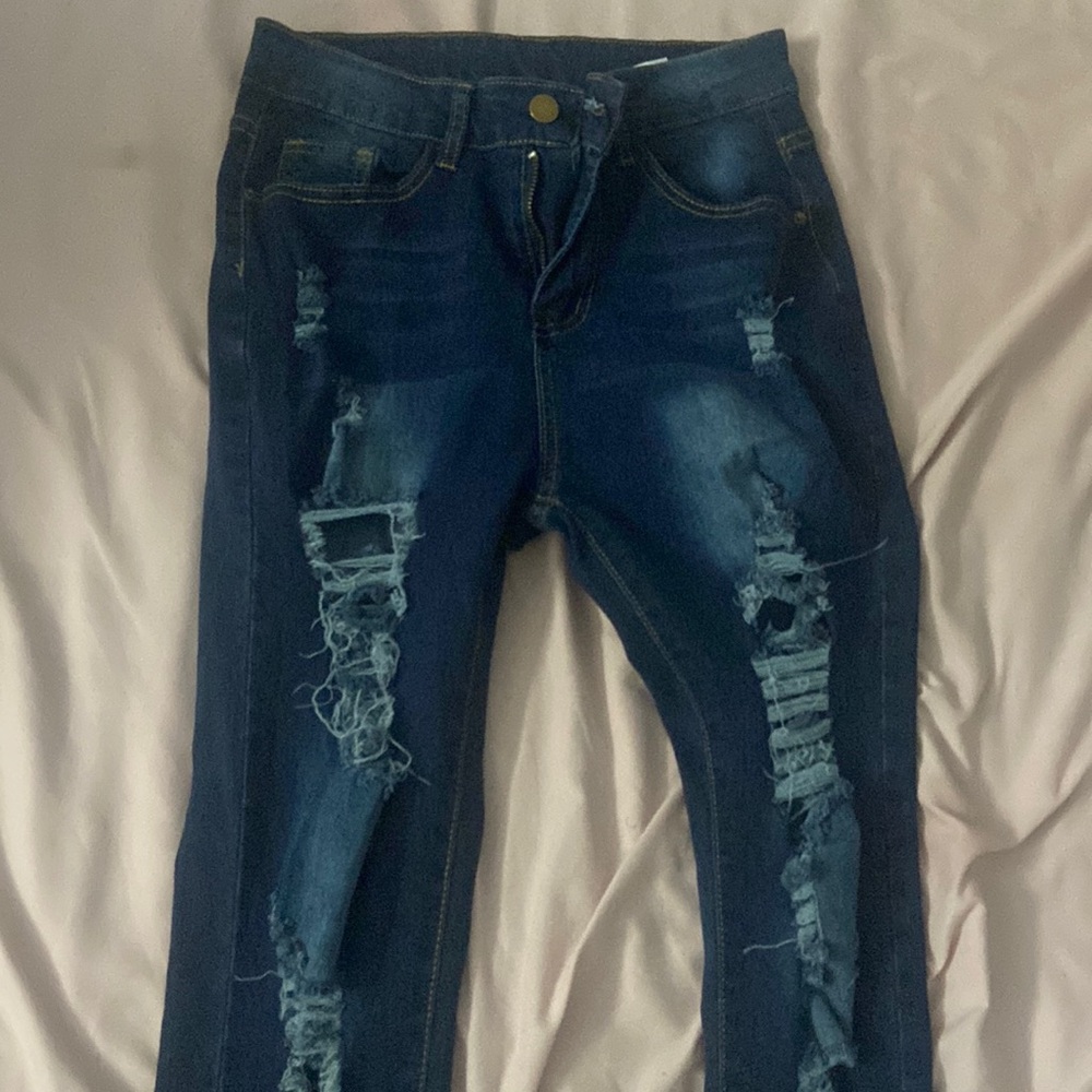 dark wash ripped jeans